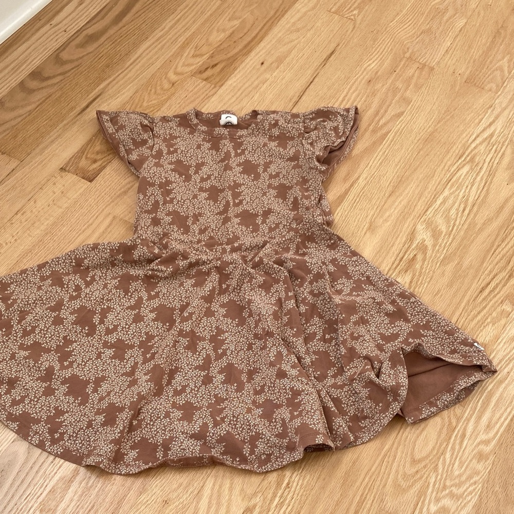 Müsli organic cotton brown and ivory floral dress size 8 years